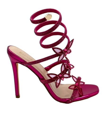 Bonnibel Women's ButterflyRhinestone Strappy High Heel Sandals