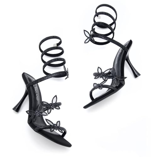 Elegant Women's Rhinestone Heeled Sandals for Parties