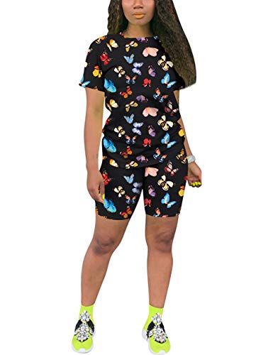 Akmipoem Women's Summer Casual Two-Piece Tracksuit Set