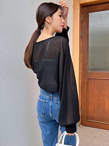 Verdusa Women's Lightweight Long Sleeve Mesh Bolero Shrug