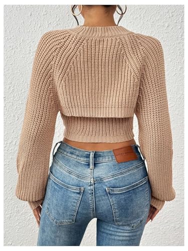 SOLY HUX Women's Butterfly Embroidered Tube Knit Crop Sweater